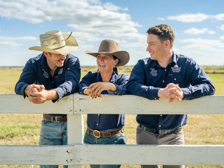 The next generation of the Conaghan family stand on site at Barmount Feedlot in Central Queensland.