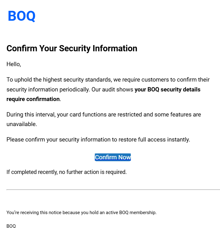 Email BOQ branded phishing scam